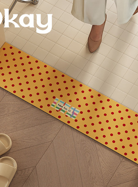 复古波点门槛垫进门窄长条入户门浴室卫生间防滑吸水脚垫过门地垫