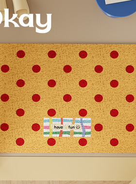 okay复古波点丝圈入户地垫门口家用可裁剪 pvc耐脏防滑除尘脚垫子