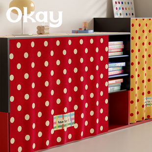 复古波点柜子帘遮挡杂物橱柜防尘门帘免打孔厨房遮丑拉帘鞋 架布帘