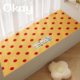 复古波点飘窗垫阳台四季 通用韩系不易皱亲肤防滑毛绒卧室窗台坐垫