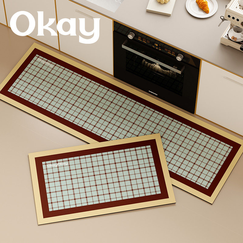 okay摩登格调厨房地垫吸水吸油防滑耐脏脚垫高级感百搭简约地垫子,居家布艺,厨房地垫,淘宝优惠券,粉丝福利购,淘宝优惠卷