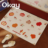 okay秋日果味丝圈入户地垫门口家用可裁剪 pvc耐脏防滑除尘脚垫子