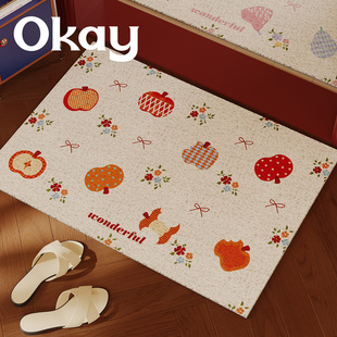 okay秋日果味丝圈入户地垫门口家用可裁剪 pvc耐脏防滑除尘脚垫子