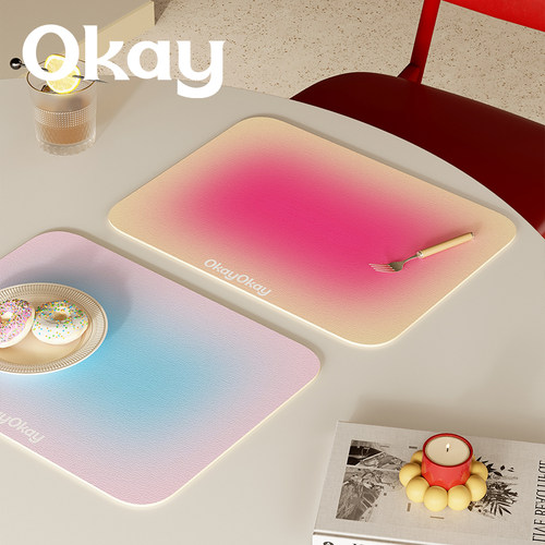 OKAY弥漫多巴胺皮革餐垫防水防油可擦免洗 pvc鼠标垫杯垫碗垫隔热
