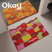 okay绯红圆舞浴室吸水地垫新年红色厕所门口脚垫卫生间门垫防滑垫