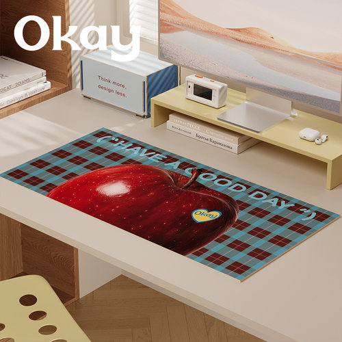 okay苹果椰子鼠标垫家用办公书桌垫简约高级感电竞电脑键盘桌面垫