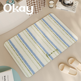 okay竖痕条纹浴室吸水地垫韩系百搭厕所门口脚垫卫生间门垫防滑垫