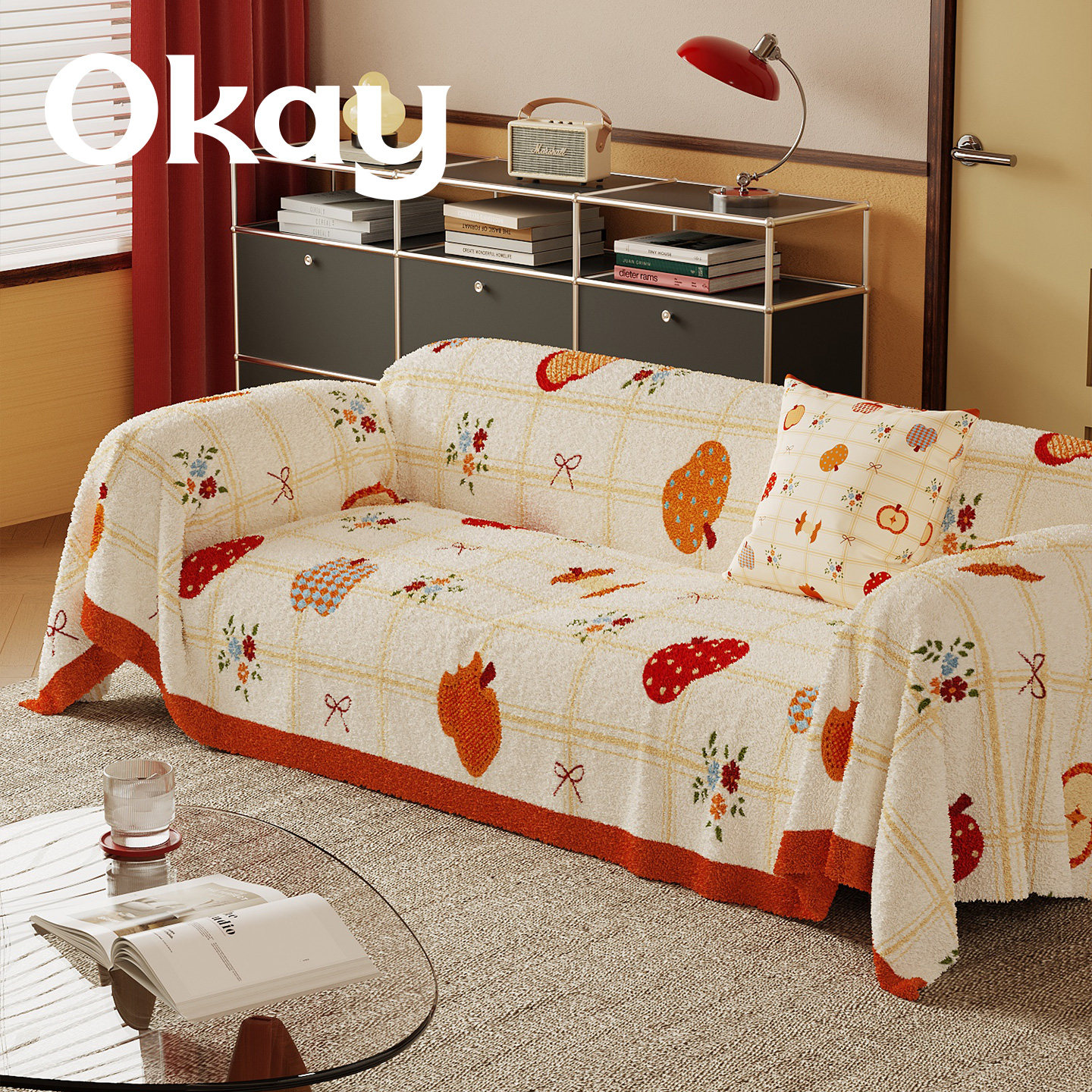 okay秋日果味沙发巾四季通用牛奶毛绒 ins风韩系全包沙发盖布套罩,居家布艺,沙发套,淘宝优惠券,粉丝福利购,淘宝优惠卷