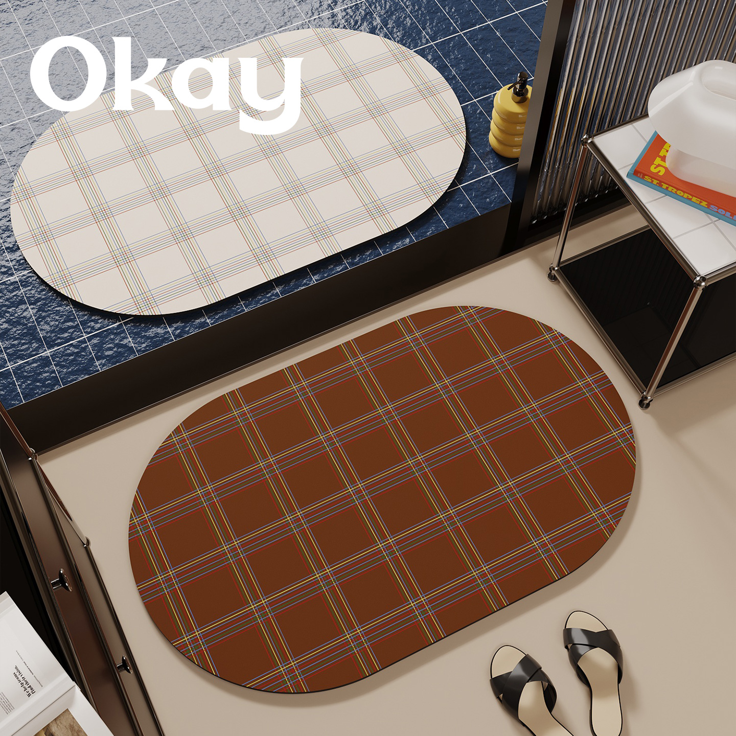 okay莱茵河浴室吸水地垫韩系简约厕所门口脚垫卫生间门垫防滑垫子