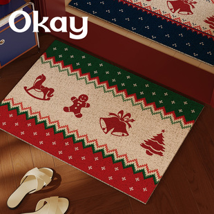 okay博斯赫丝圈入户地垫门口圣诞可裁剪 pvc耐脏防滑除尘脚垫子