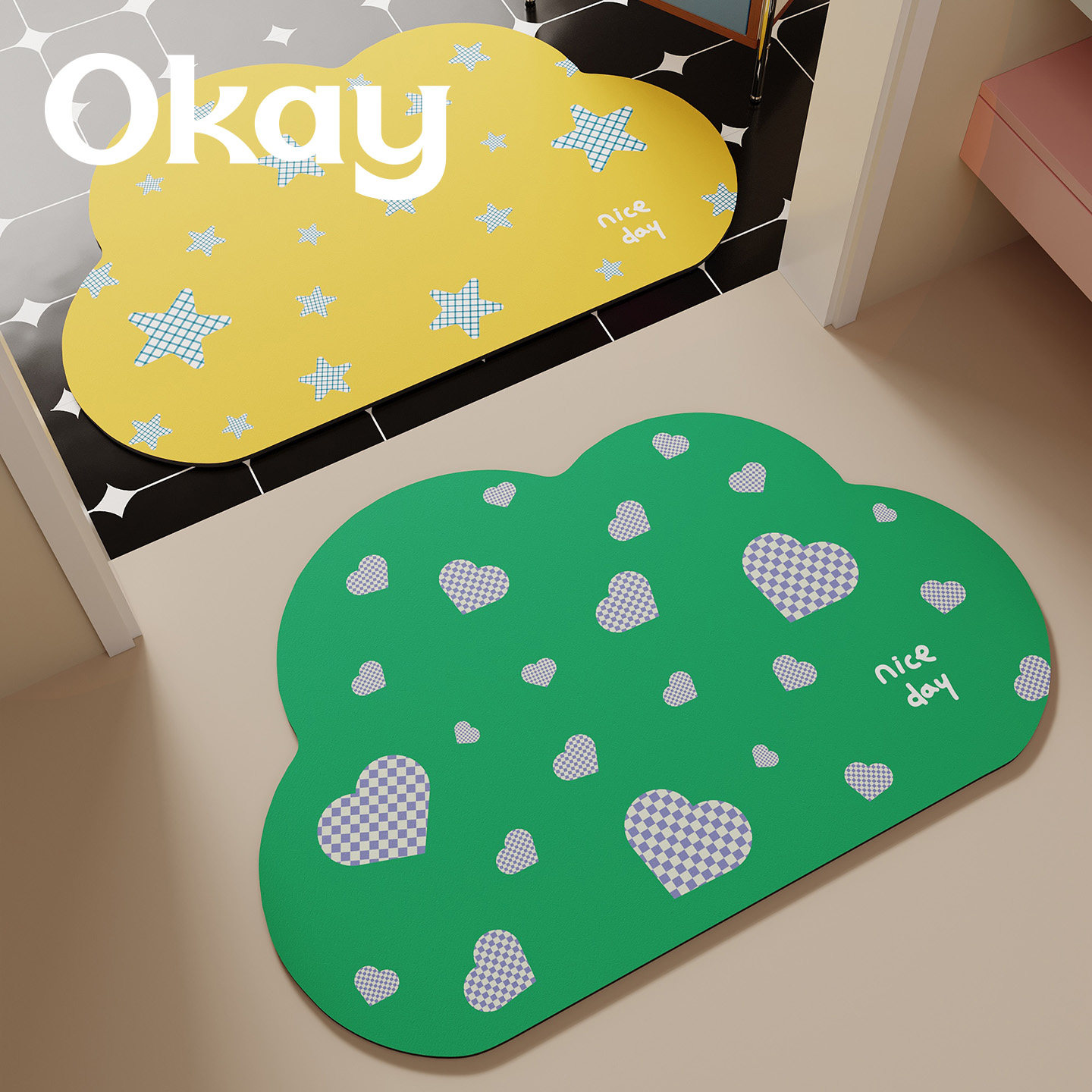 okay星芒轻语浴室韩系简约吸水地垫厕所门口脚垫卫生间门垫防滑垫,居家布艺,家用脚垫,淘宝优惠券,粉丝福利购,淘宝优惠卷