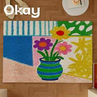 okay涂鸦哈林丝圈入户地垫门口家用可裁剪 pvc耐脏防滑除尘脚垫子