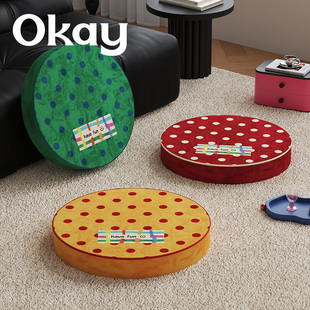okay复古波点蒲团软坐垫 ins客厅防滑可拆洗风榻榻米看书韩系椅垫