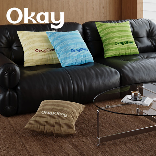 okay晴蓝晨语沙发客厅抱枕套沙发抱枕靠垫办公室腰枕套床头靠背垫