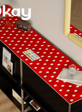 okay复古波点皮革餐边柜垫子ins风防水防油可擦免洗pvc玄关鞋柜垫
