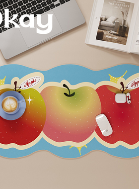 okay清新苹果鼠标垫家用办公书桌垫简约高级感电竞电脑键盘桌面垫