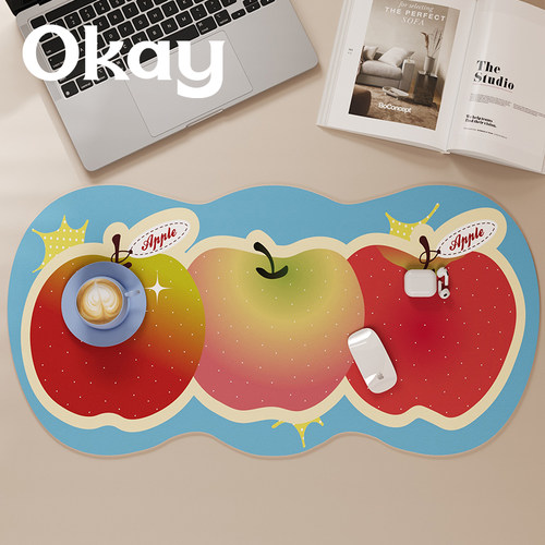 okay清新苹果鼠标垫家用办公书桌垫简约高级感电竞电脑键盘桌面垫