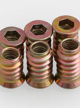 M6M8沉头内六角内外牙螺母家具预埋带垫带介实木工螺帽铁镀锌