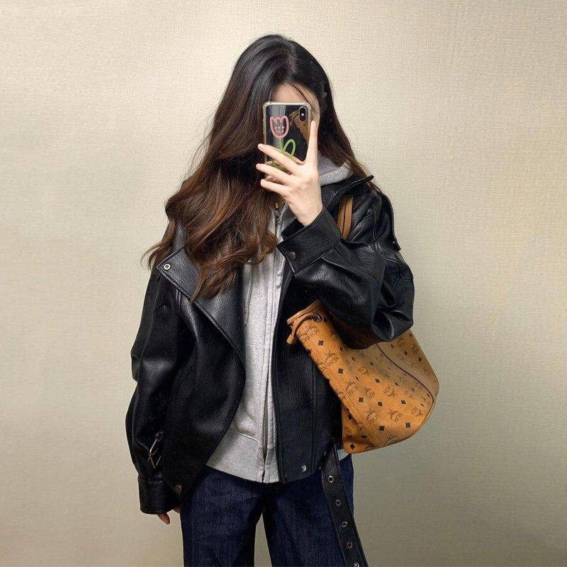 短款黑色皮衣外套女2025春秋季新款夹克酷飒风小个子爆款机车气质