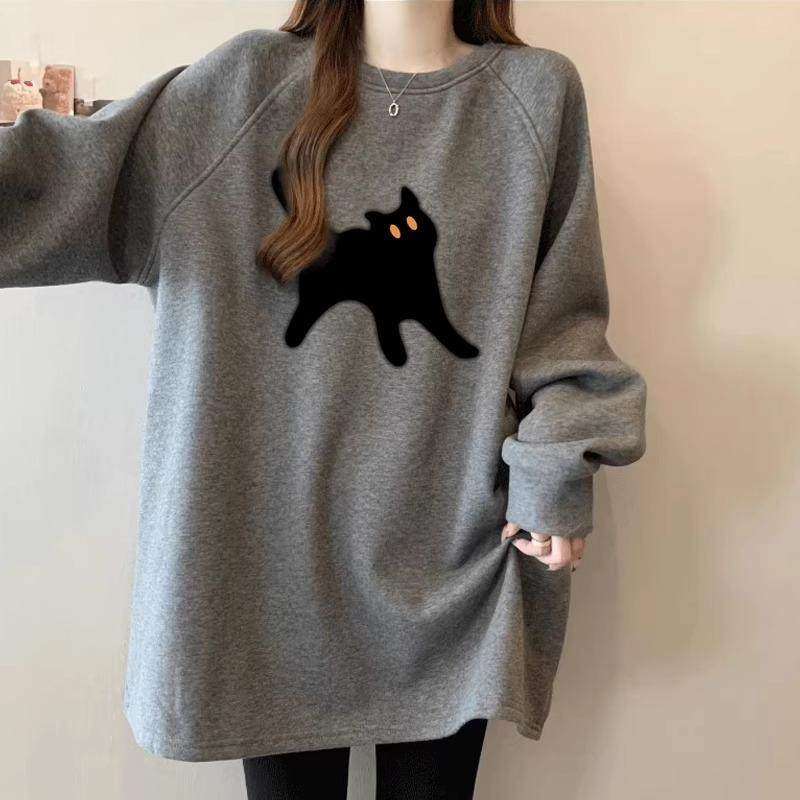 灰色中长款慵懒长袖卫衣女秋冬欧货大版插肩打底衫配鲨鱼裤的上衣,个性定制/设计服务/DIY,棉服工装,淘宝优惠券,粉丝福利购,淘宝优惠卷