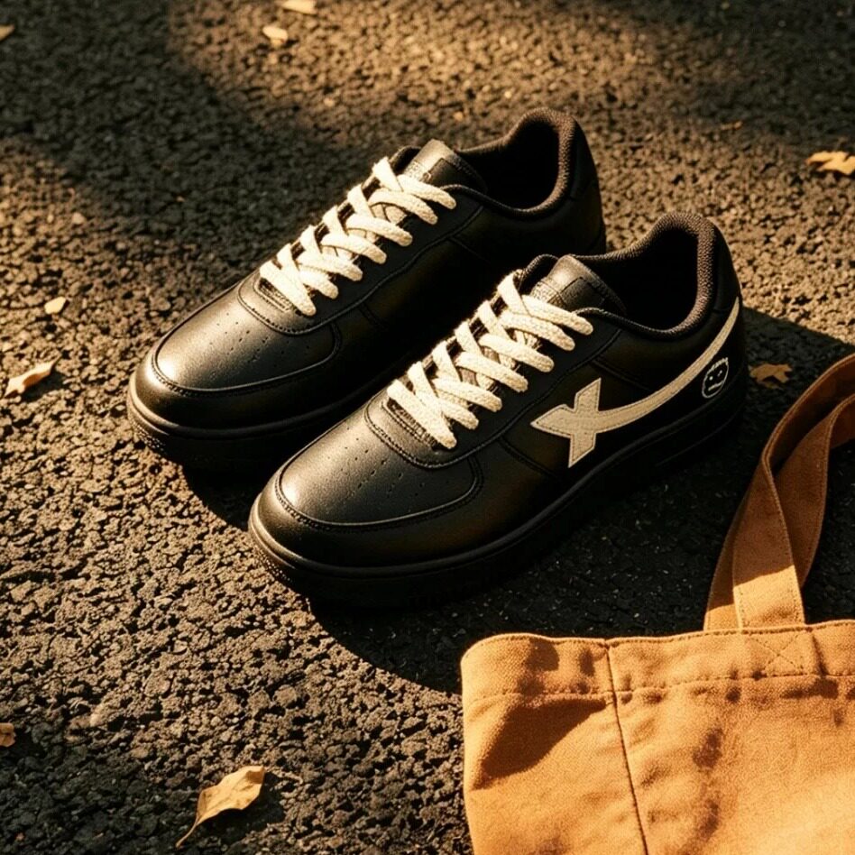 特步AirForce1手绘情侣板鞋