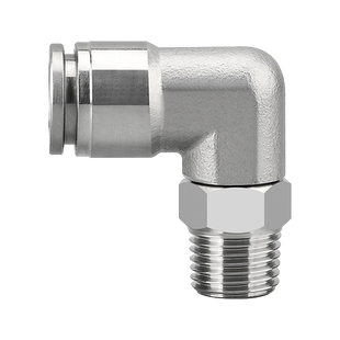 304不锈钢气管插入式 气动快插快速接头90度直角PL外螺纹弯头禁铜