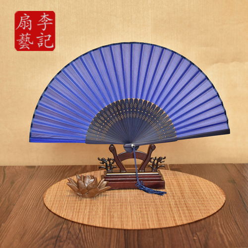 扇子定制中国风儿童折叠竹扇绢布折扇古风汉服广告扇纸扇空白扇面