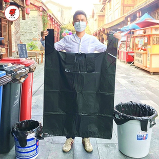 垃圾袋黑色加厚加大学校酒店厨房大号拉垃圾袋手提式塑料袋子批发