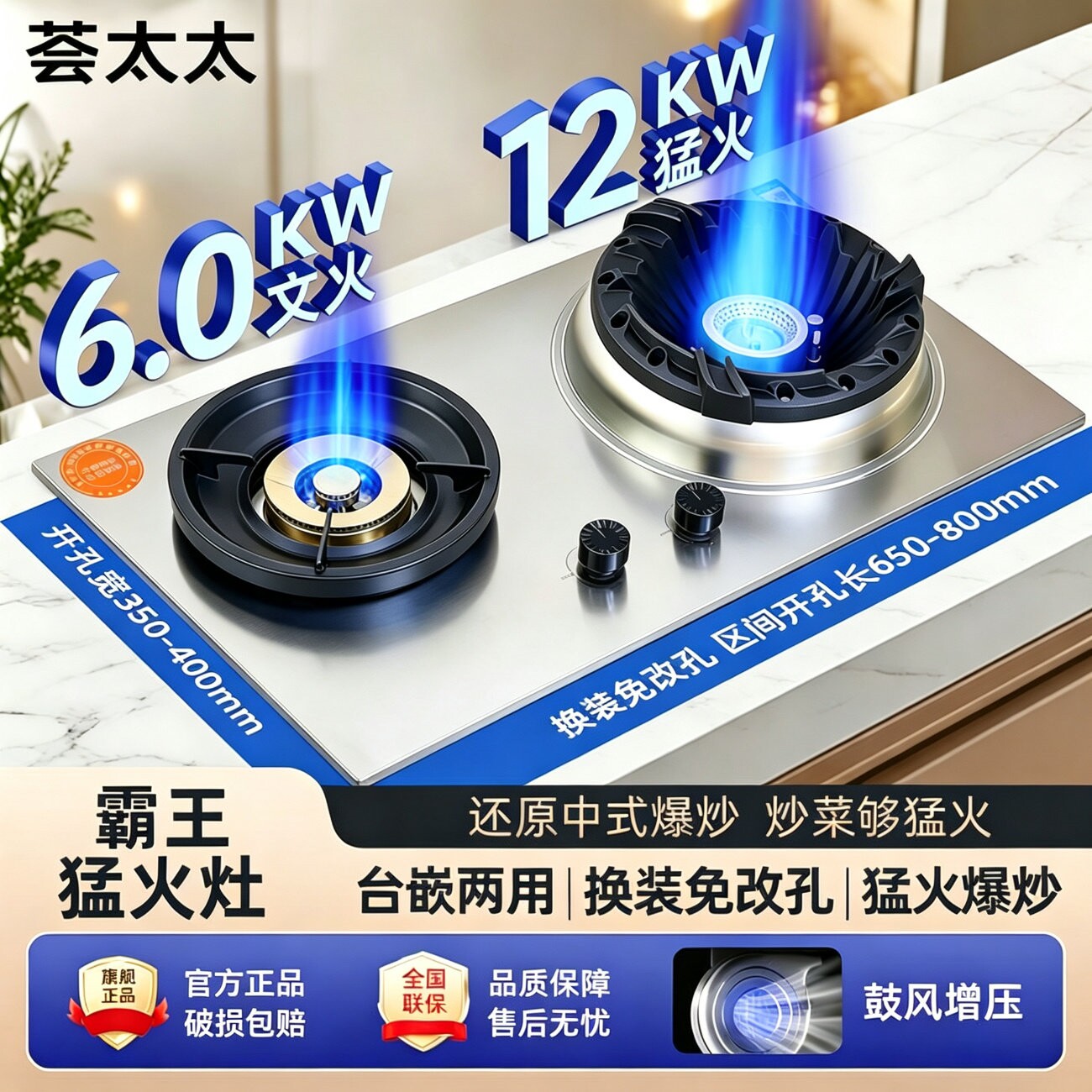 嵌入式低压猛火煤气灶双灶台式液