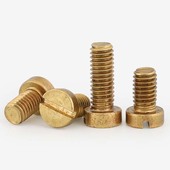 GB65黄铜圆柱头一字槽螺丝钉酸洗H62开槽铜螺栓m1.6M2M3M4M5M6