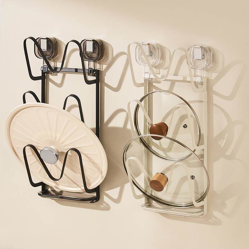 吸盘锅盖架壁挂式免打孔厨房置物架多功能收纳架菜板砧板架脸盆架