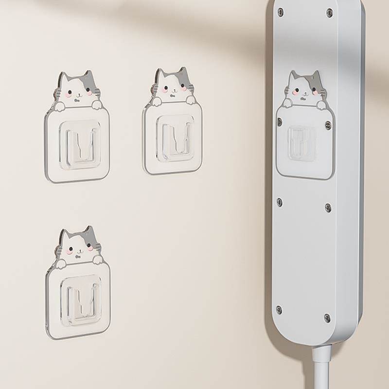 强力无痕贴子母扣插排固定器粘胶门后挂钩免打孔壁挂承重粘贴卡扣