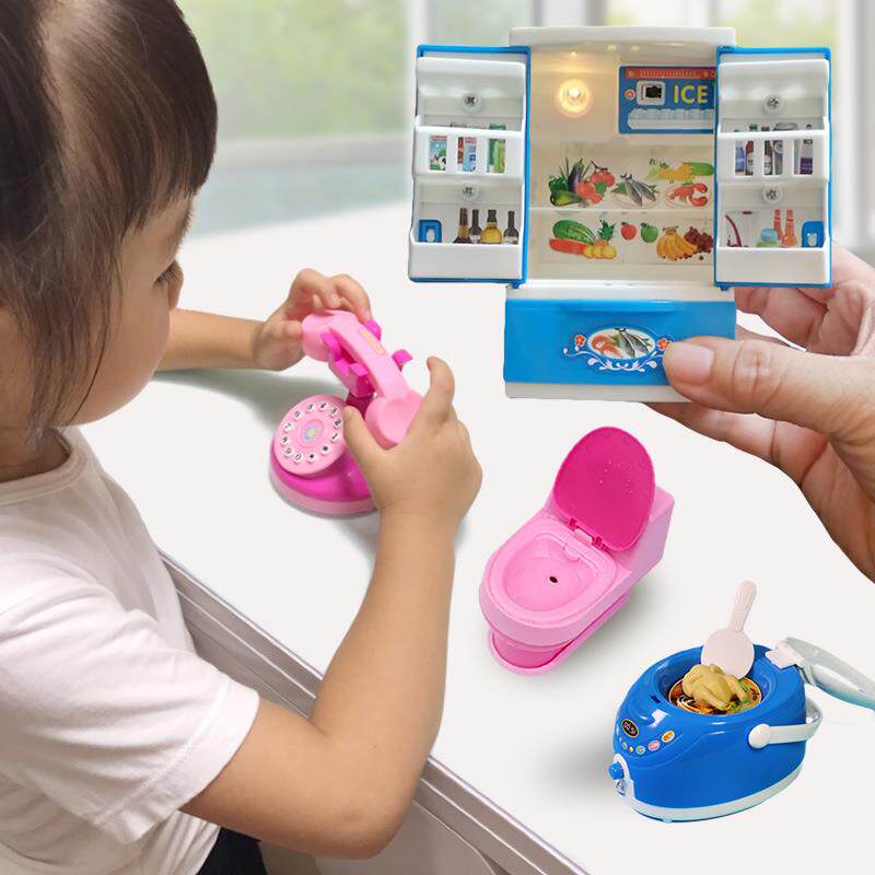 漂亮台灯床头灯抖音仿真过家家迷你小家电粉色洗衣机冰箱吹风机电