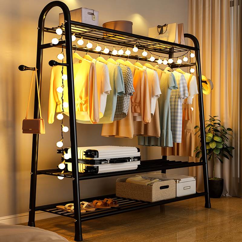 晾衣架落地家用学生宿舍折叠卧室内晒挂衣服架子简易收纳整理凉杆