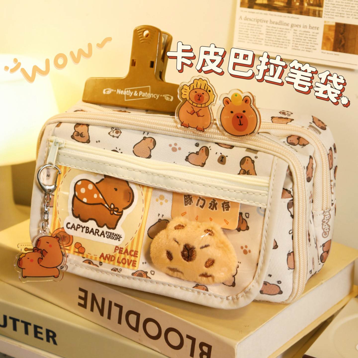 A9层大容量！新款卡皮巴拉笔袋女小学生高颜值文具盒男女孩儿童款