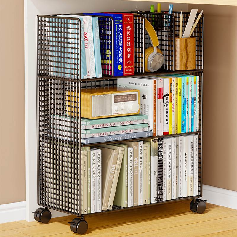 宿舍小推车置物架寝室书桌下小书架可移动带轮零食多层夹缝收纳柜
