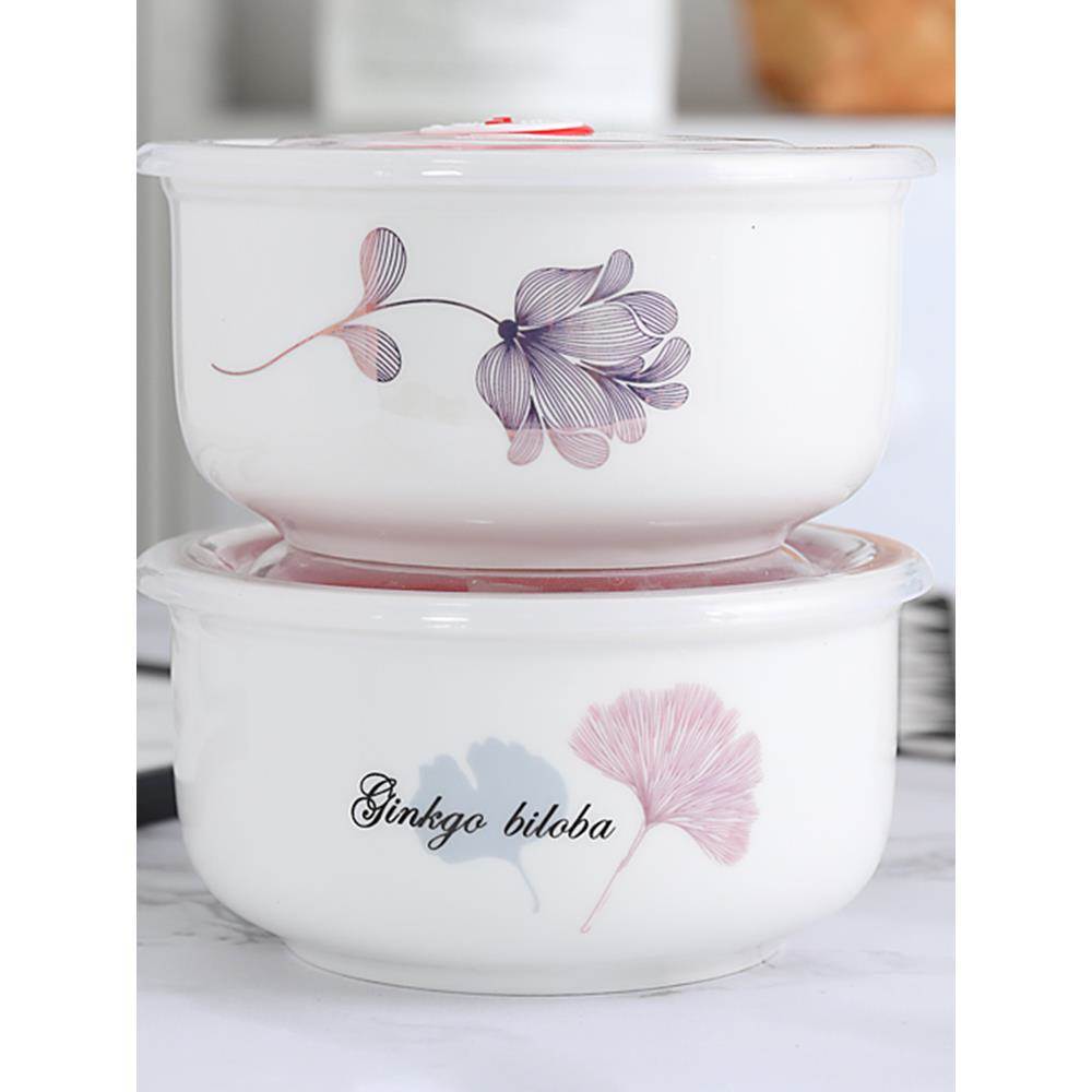 微波炉专用器皿保鲜盒陶瓷碗饭盒带盖冰箱密封碗泡面碗上班带饭盒