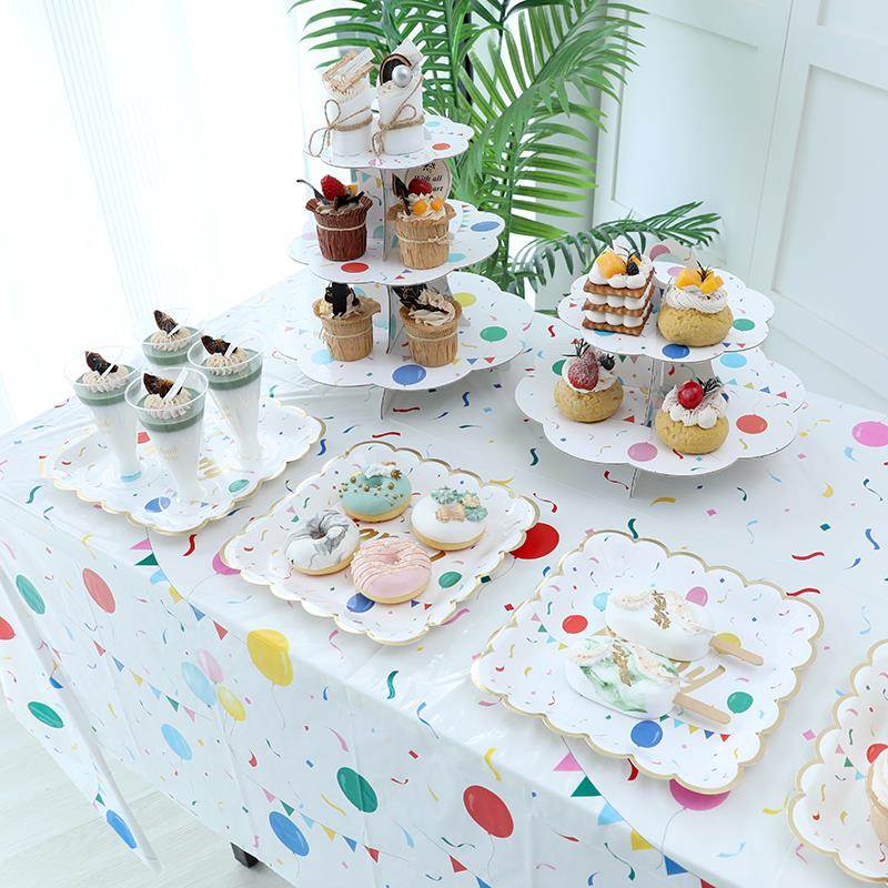 儿童生日派对装饰布置甜品台摆件展示架摆台三层多层点心蛋糕托盘