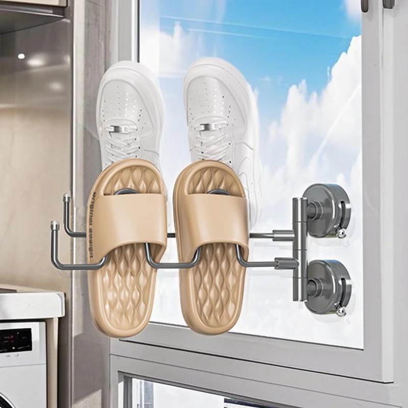 吸盘晾鞋架免打孔壁挂式家用阳台晾晒架子可旋转收纳凉鞋晒鞋神器