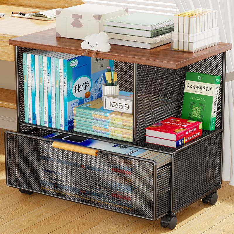 文件收纳盒带轮多层多功能置物架家用书房旁小推车书架多功能学生