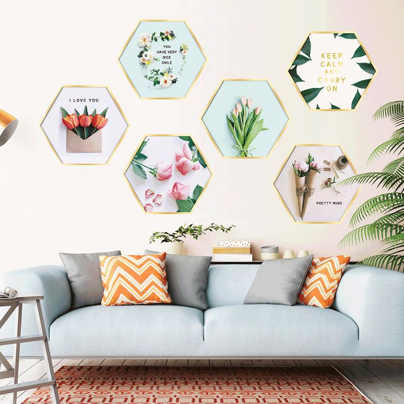 创意墙上装饰画自粘相框3d立体墙贴纸房间布置卧室客厅电视背景墙