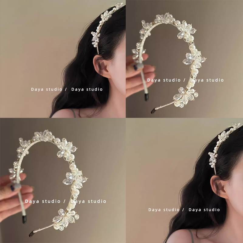挡不住的仙气！水晶珍珠花朵发箍！小众设计气质法式头箍精致高级