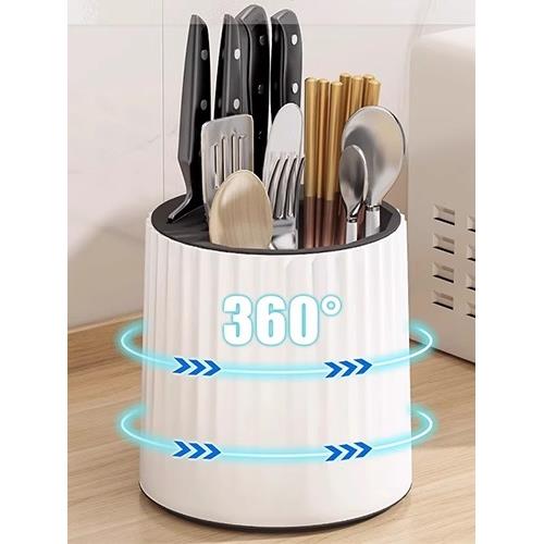 厨房旋转刀架收纳架台面多功能筷子桶刀架集成收纳盒家用厨房刀架