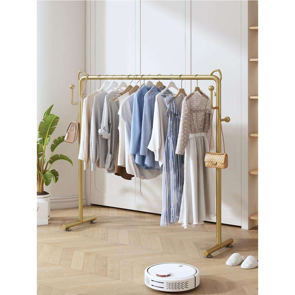 衣架落地折叠家用卧室内轻奢挂衣架阳台晒衣服杆子简易单杆晾晾杆