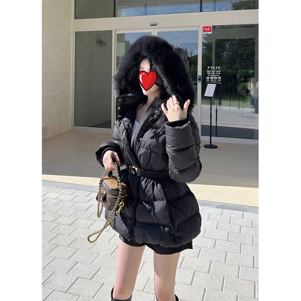 2024冬季新款时尚优雅显气质黑色修身显瘦羽绒棉服女