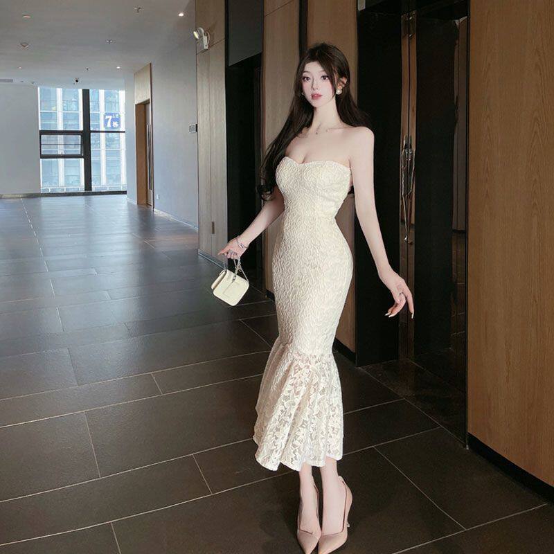 鱼尾连衣裙女2024夏季名