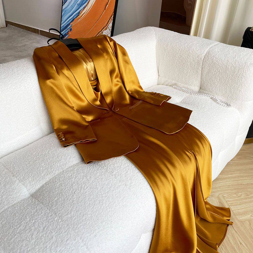 气场强大女装套装轻奢高级感醋酸西装+吊带连衣裙两件套