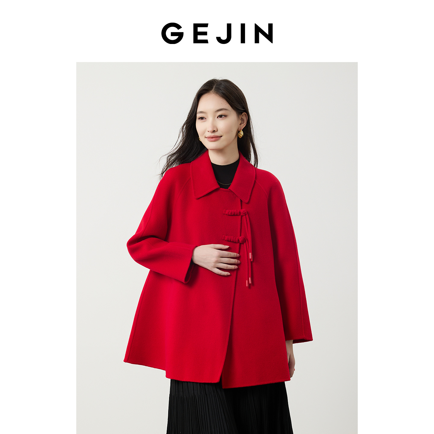 歌锦1OO%绵羊毛A版斗篷显瘦双面呢大衣外套女2025冬季新款