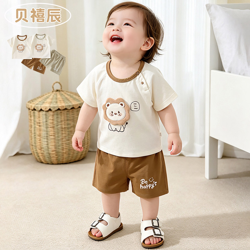 婴儿衣服夏季薄款宝宝分体套装图片
