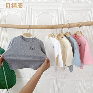 男女童宝宝衣服儿童秋衣单件上衣 打底衫 婴儿长袖 t恤纯棉a类春秋季